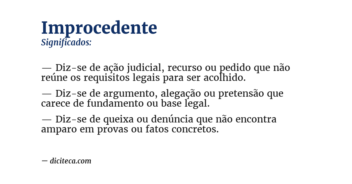 Significado de improcedente