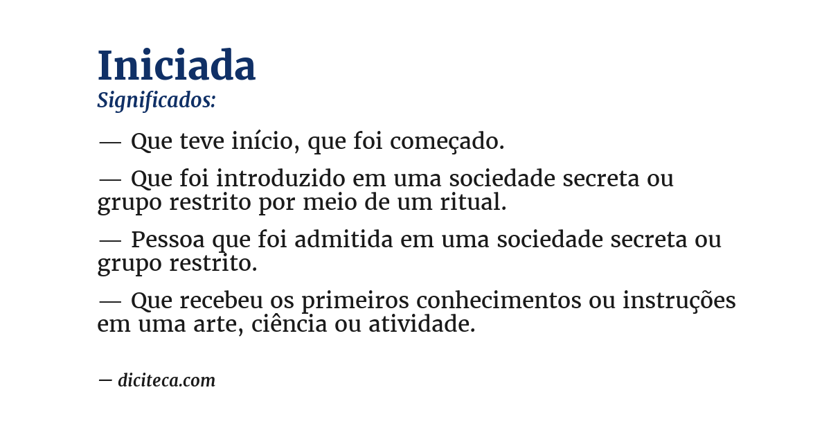 Significado de iniciada