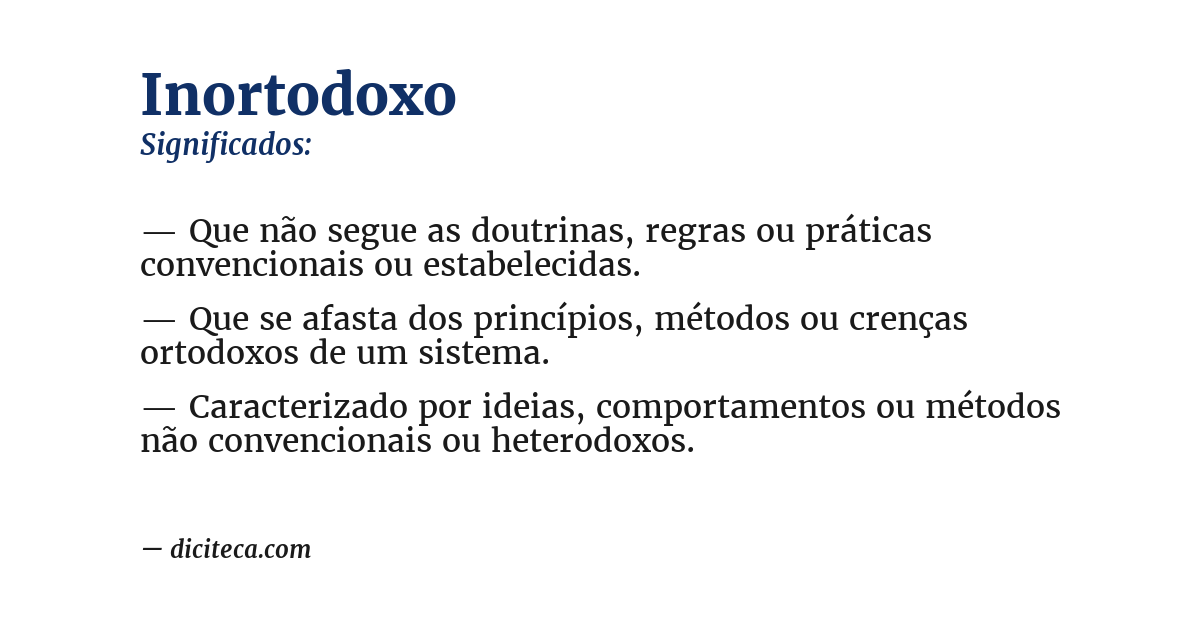 Significado de inortodoxo