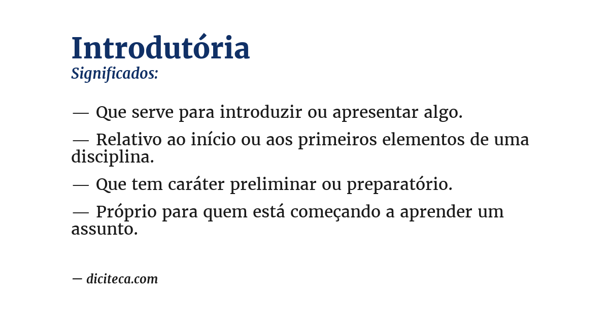 Significado de introdutória