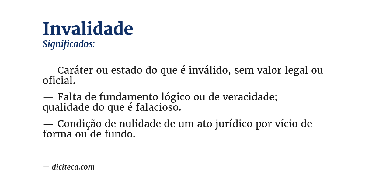 Significado de invalidade