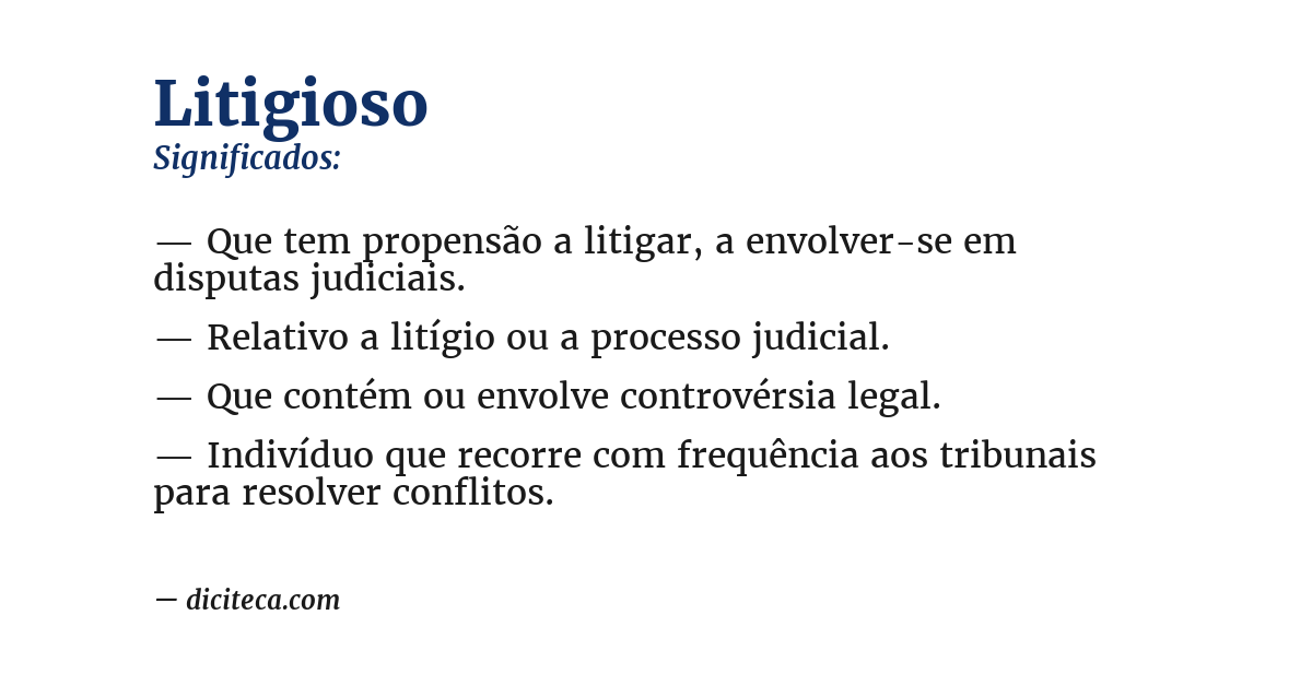 Significado de litigioso