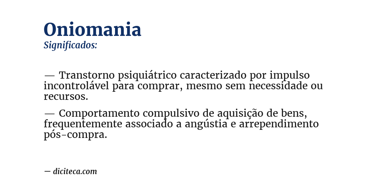 Significado de oniomania