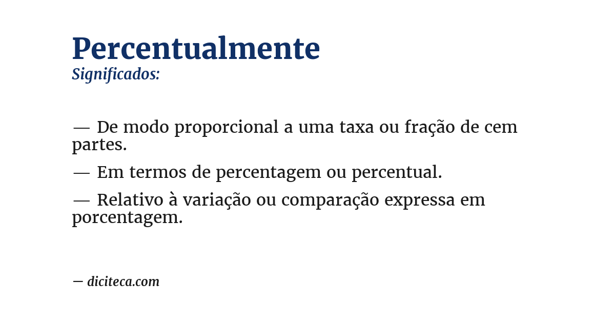 Significado de percentualmente