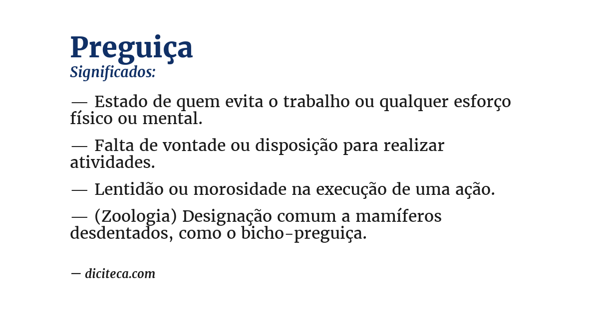 Significado de preguiça