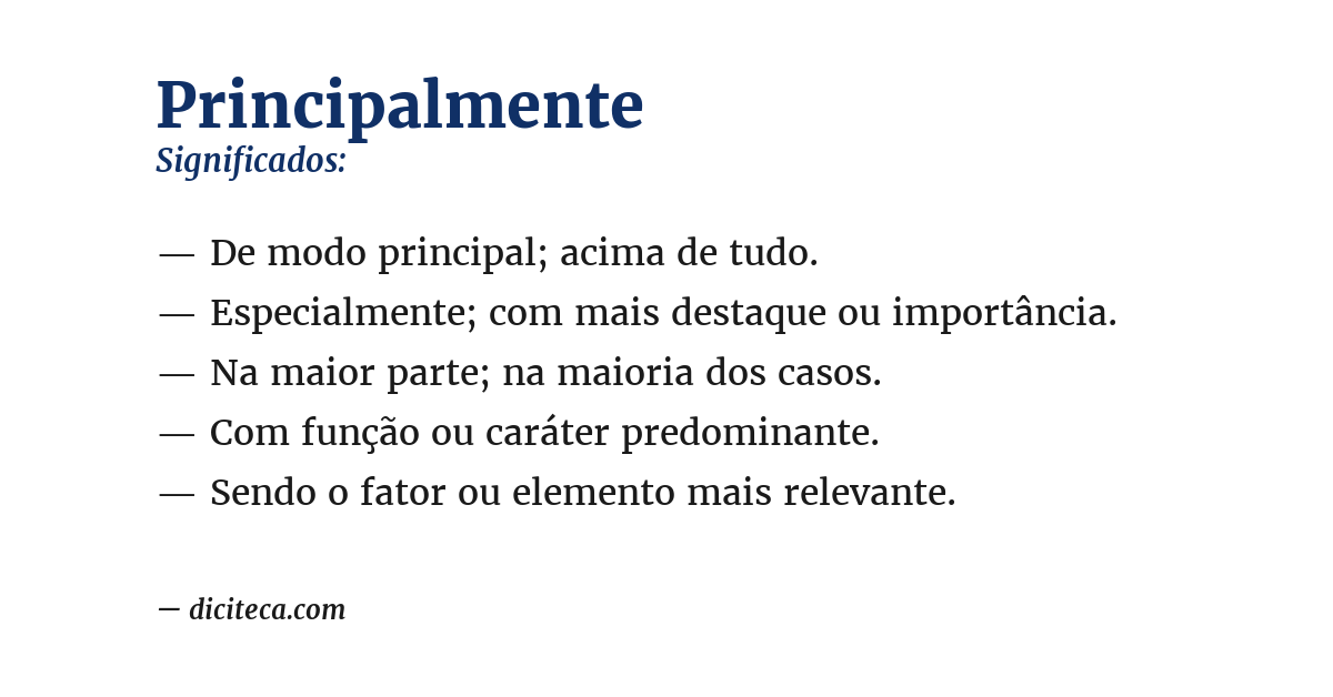 Significado de principalmente