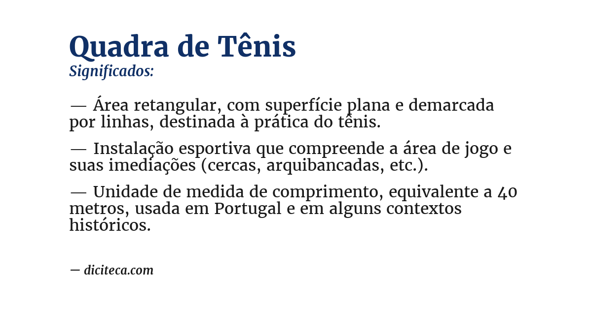 Significado de quadra de tênis