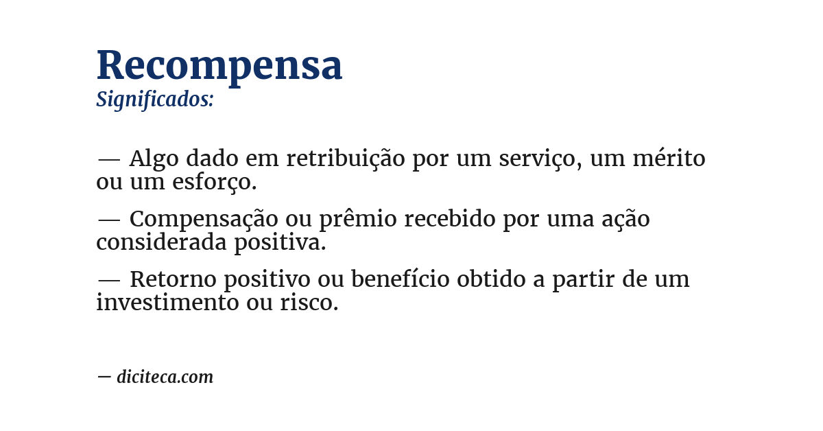 Significado de recompensa