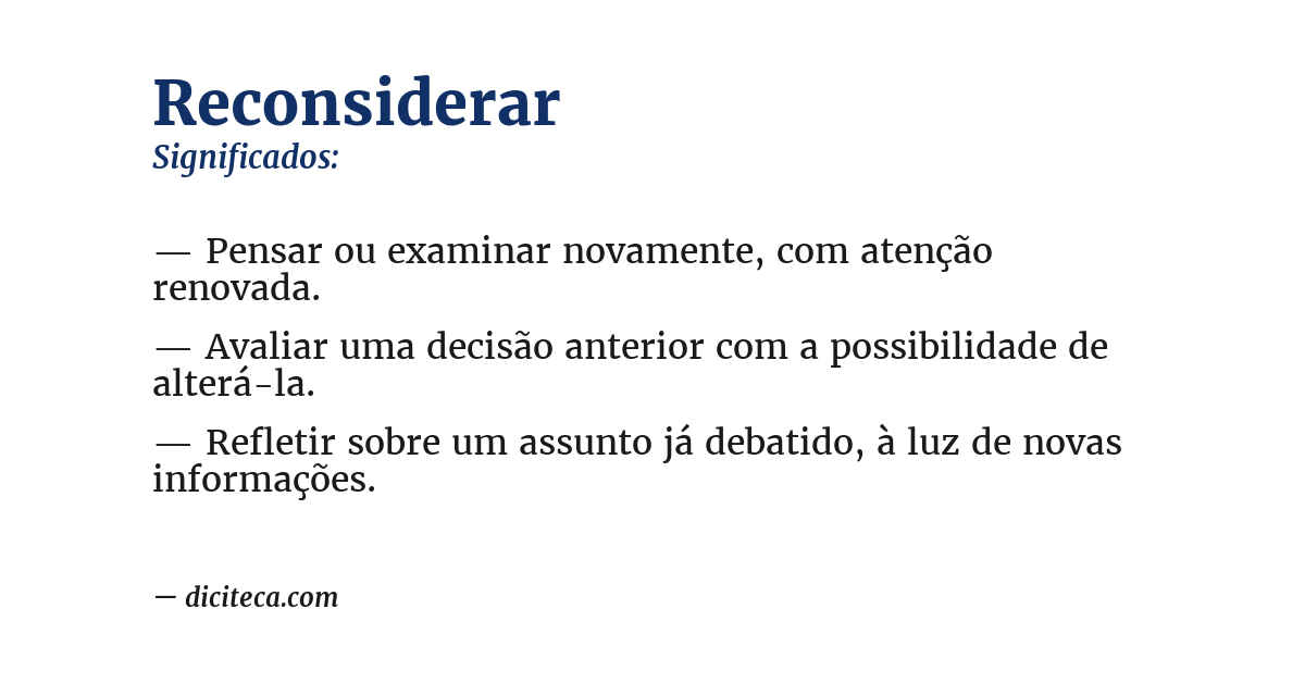Significado de reconsiderar