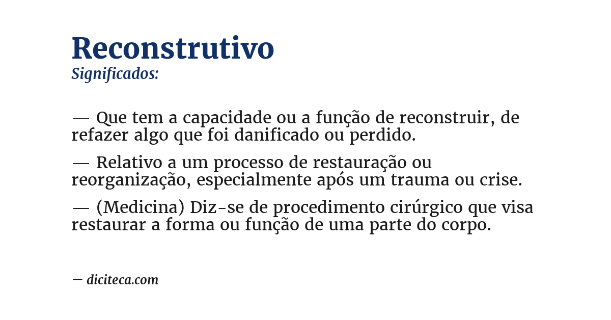Significado de reconstrutivo