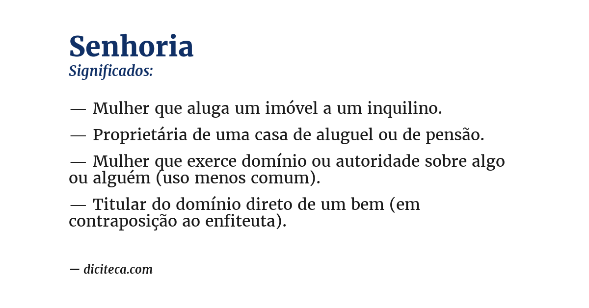 Significado de senhoria