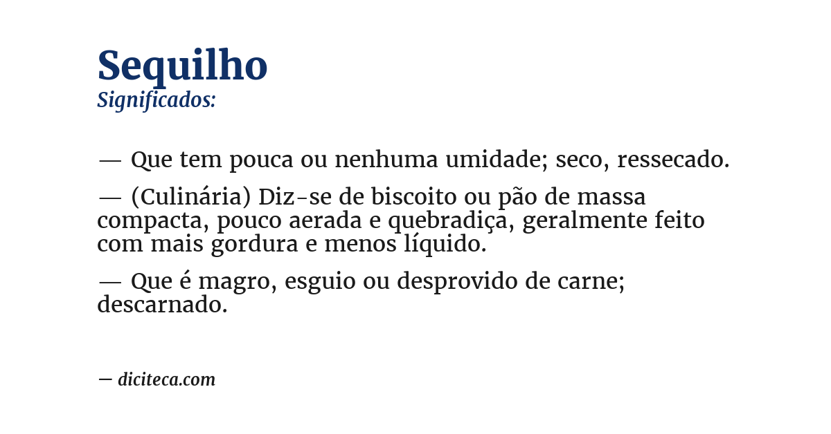 Significado de sequilho