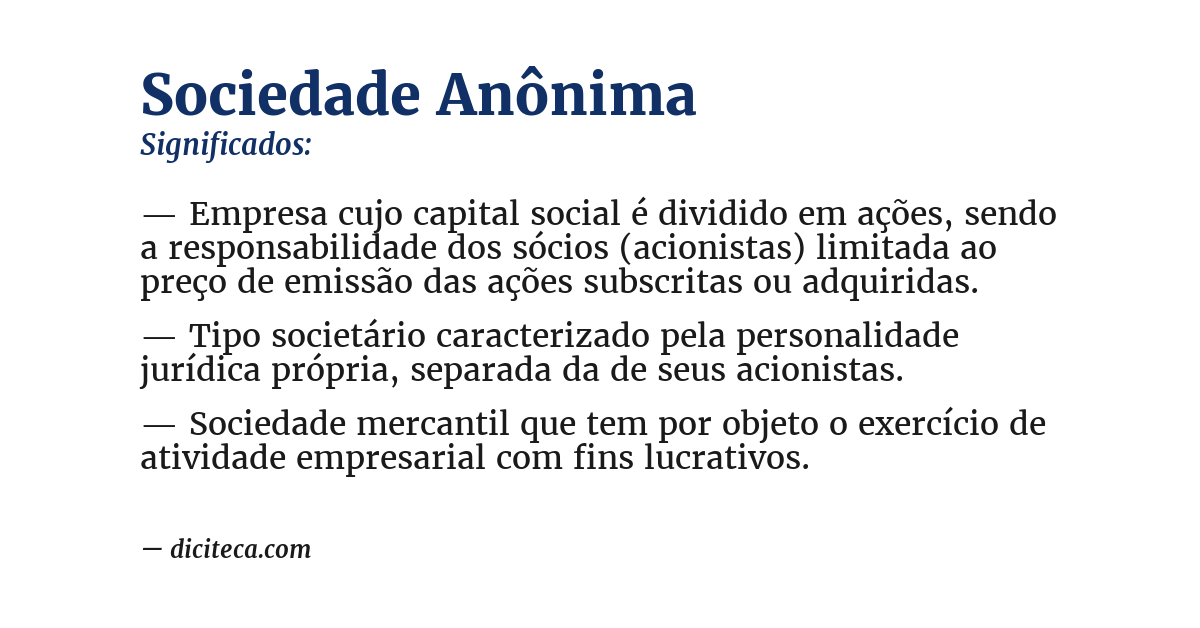 Significado de sociedade anônima