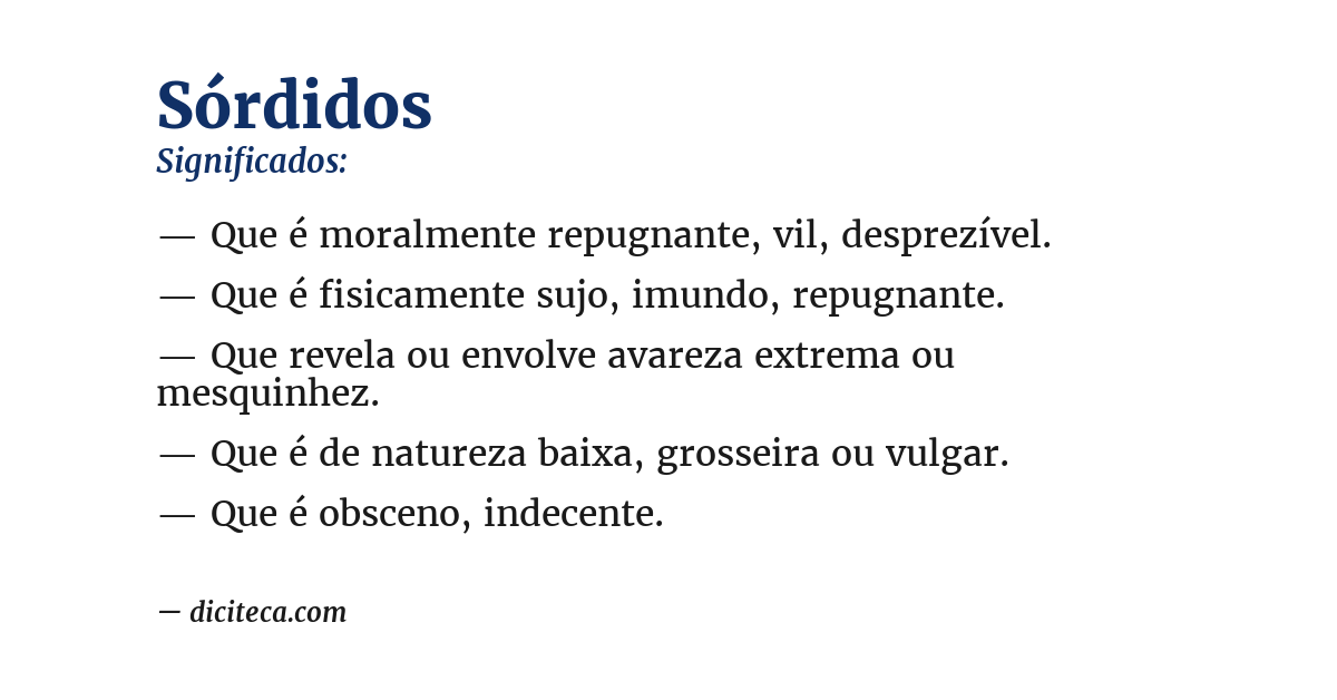 Significado de sórdidos