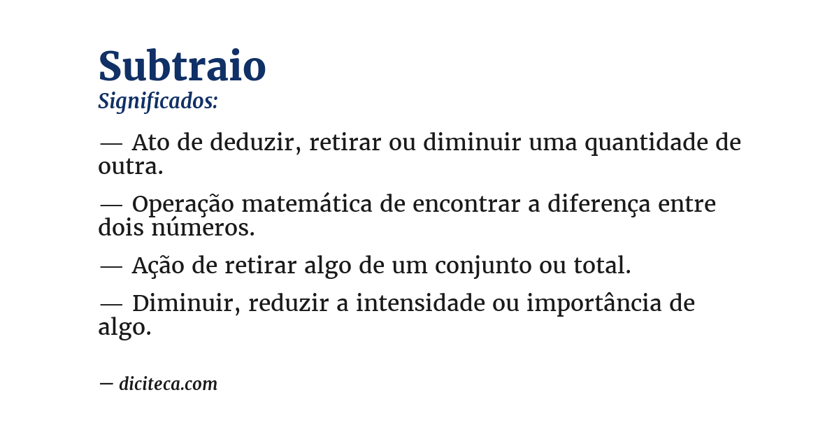 Significado de subtraio