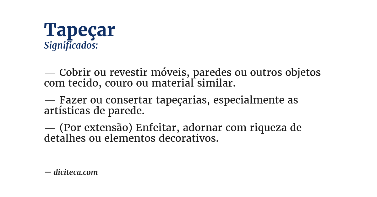 Significado de tapeçar