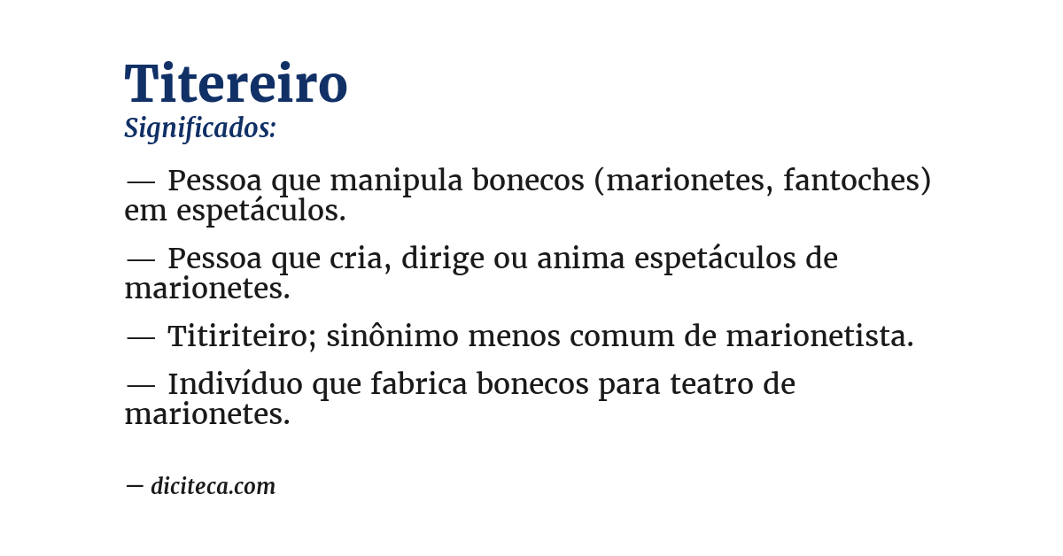 Significado de titereiro