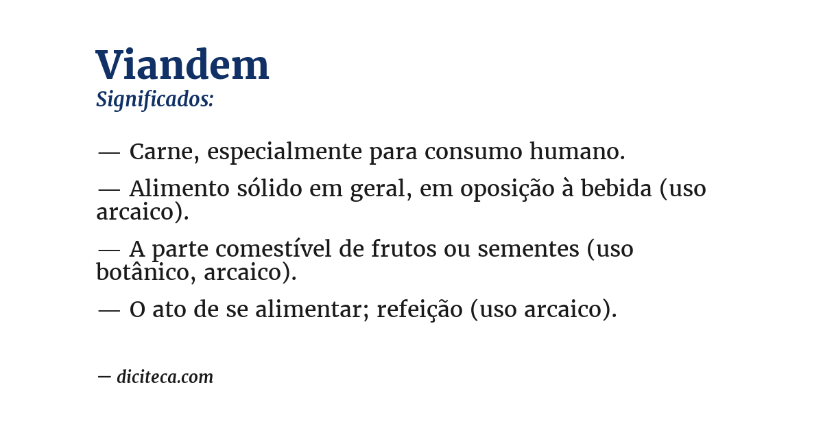 Significado de viandem