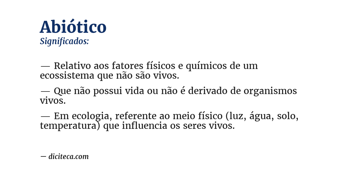 Significado de abiótico