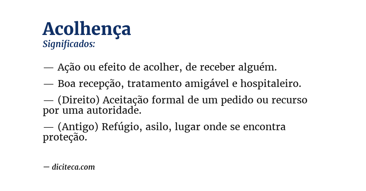 Significado de acolhença