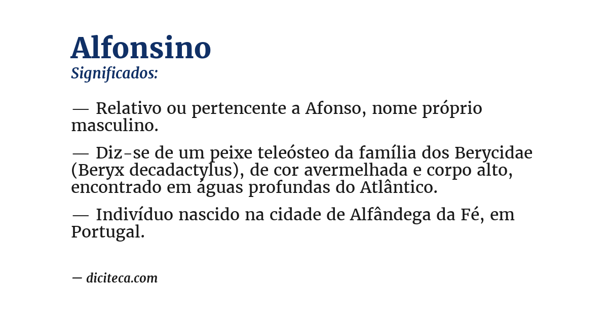 Significado de alfonsino