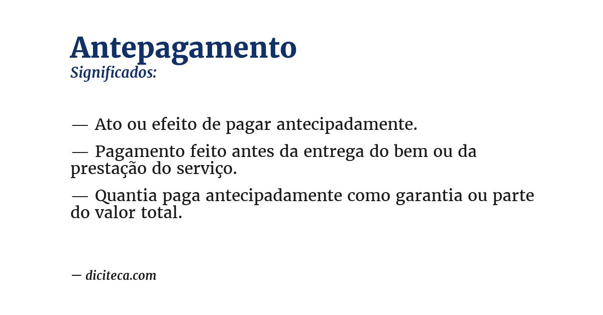 Significado de antepagamento