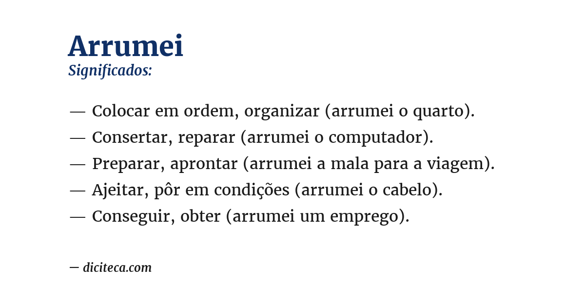 Significado de arrumei