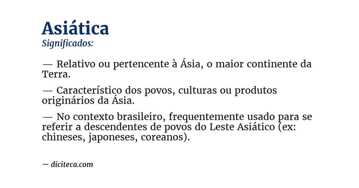 Significado de asiática