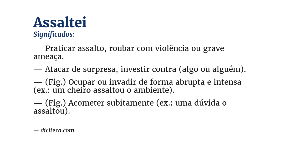 Significado de assaltei