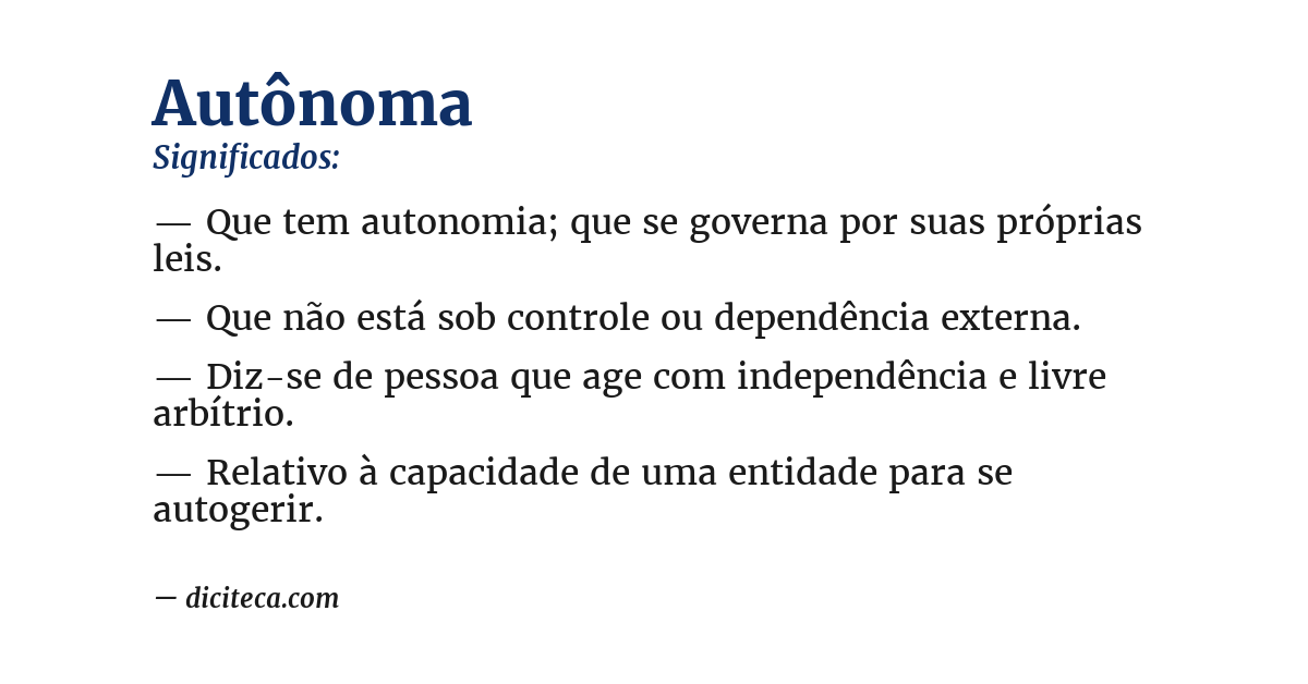 Significado de autônoma