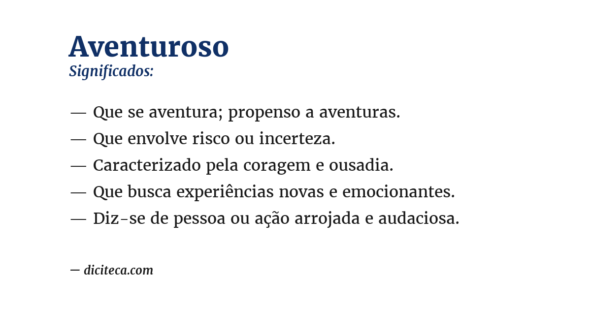 Significado de aventuroso