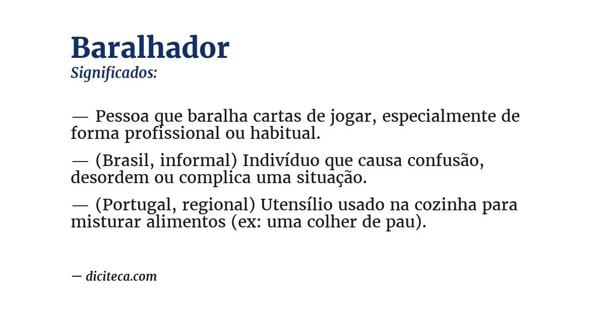 Significado de baralhador