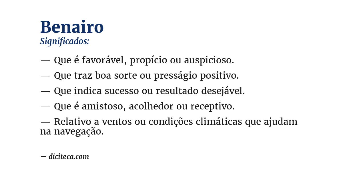 Significado de benairo
