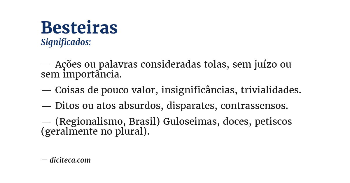 Significado de besteiras