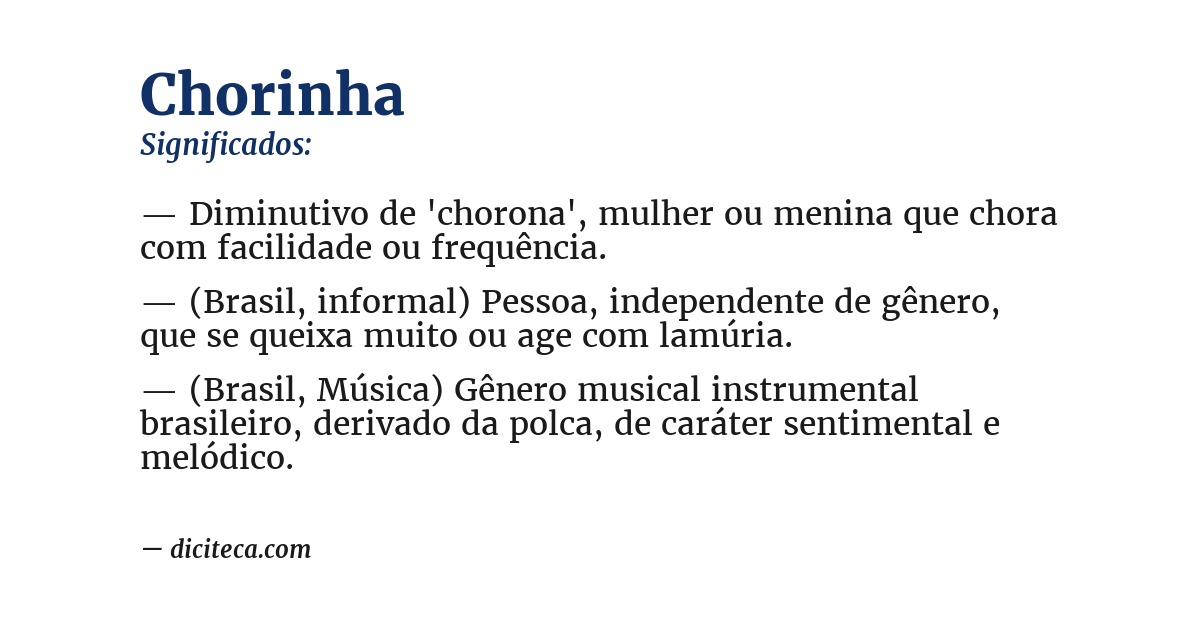 Significado de chorinha