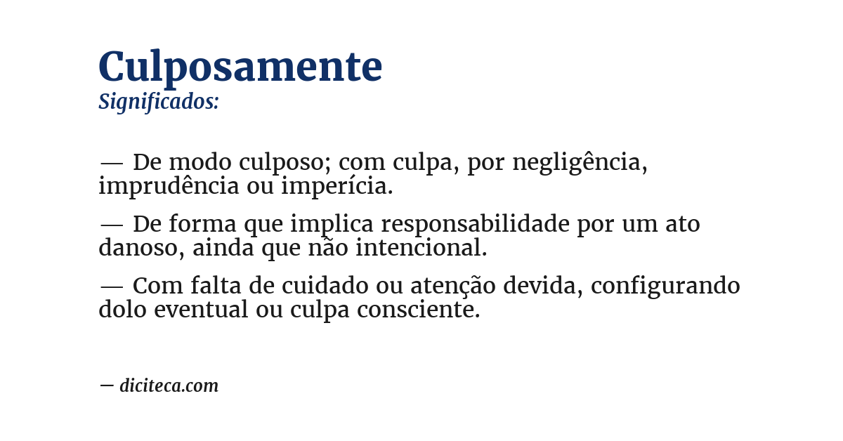 Significado de culposamente