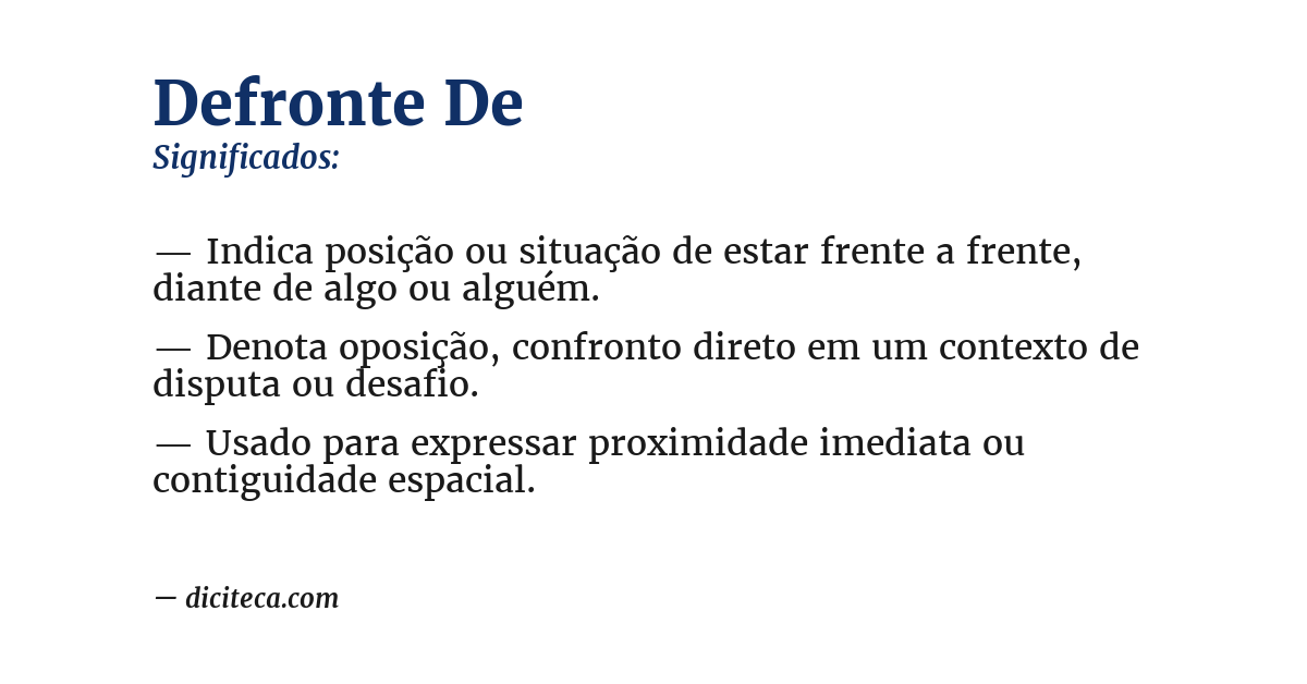 Significado de defronte de