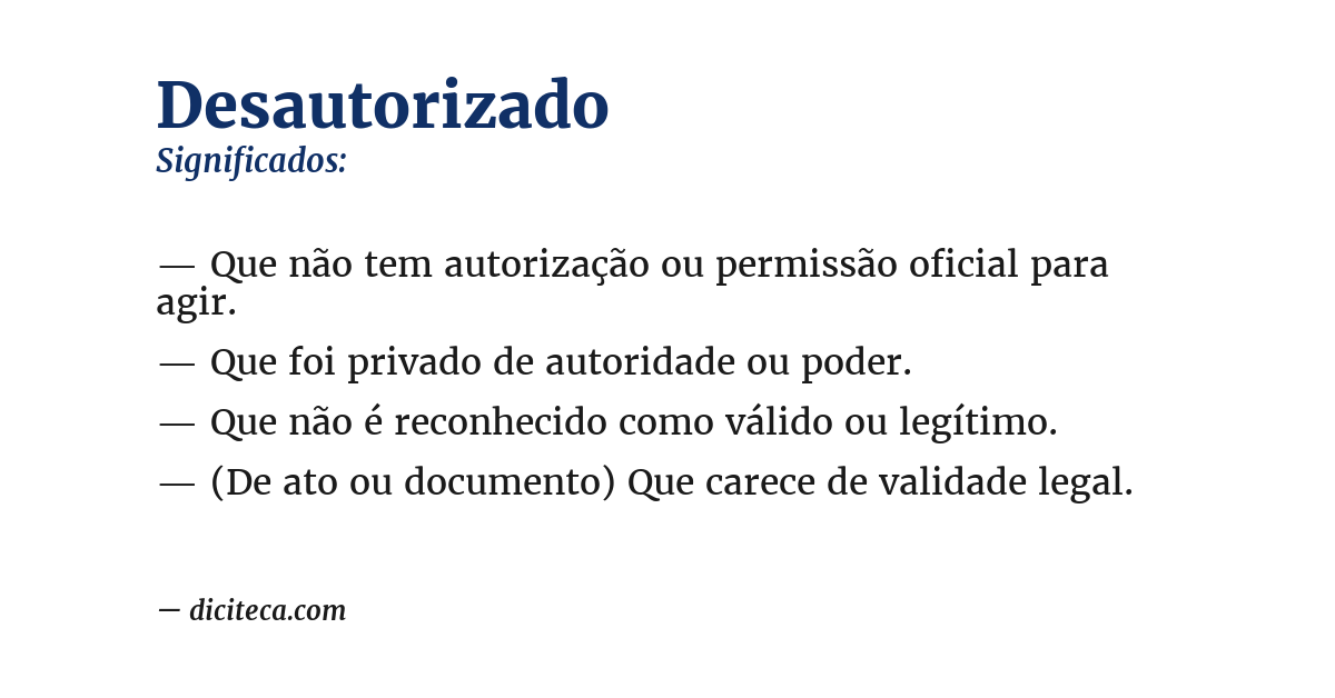 Significado de desautorizado