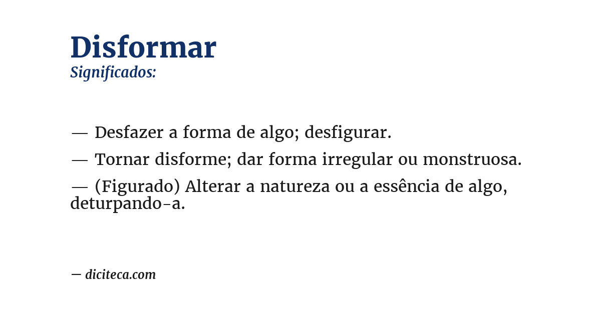 Significado de disformar