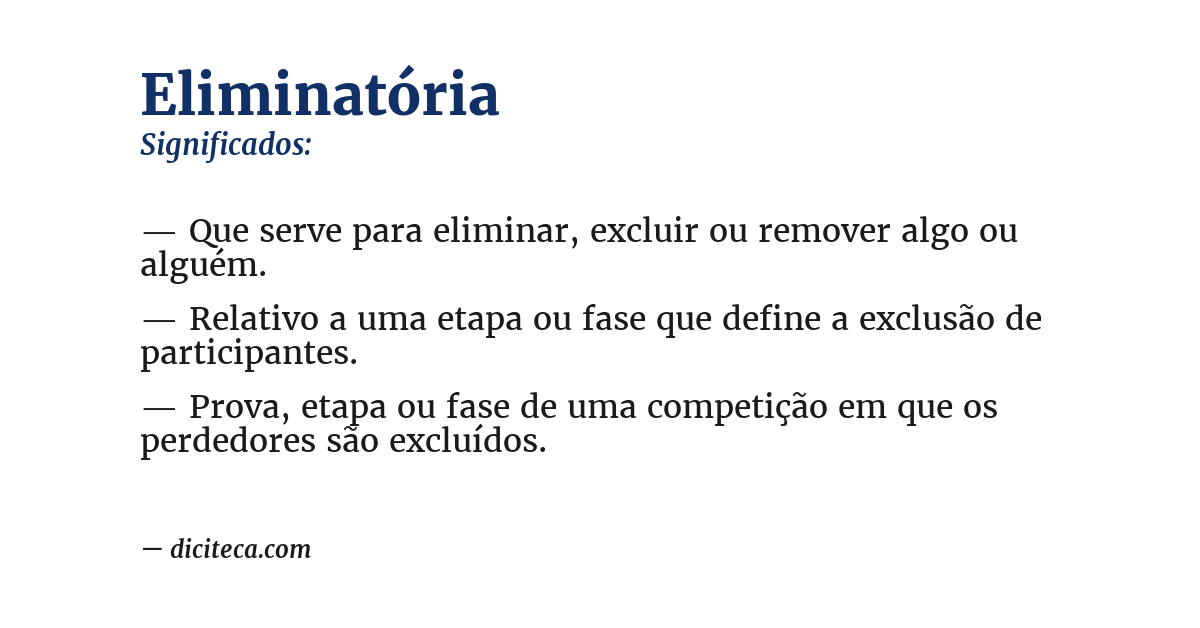 Significado de eliminatória