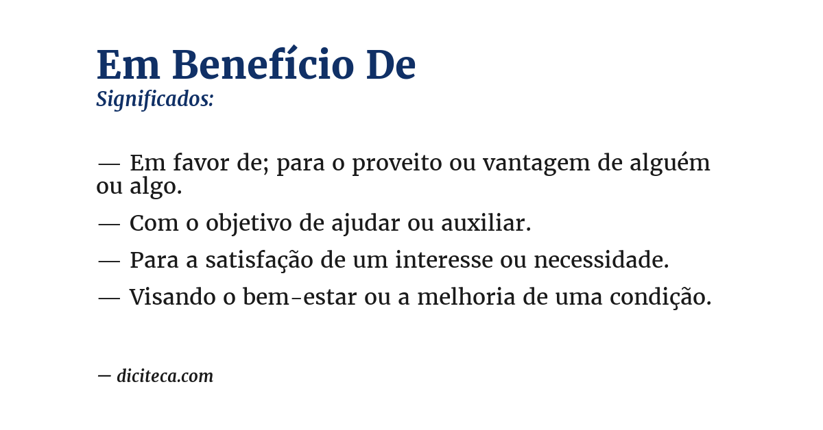 Significado de em benefício de
