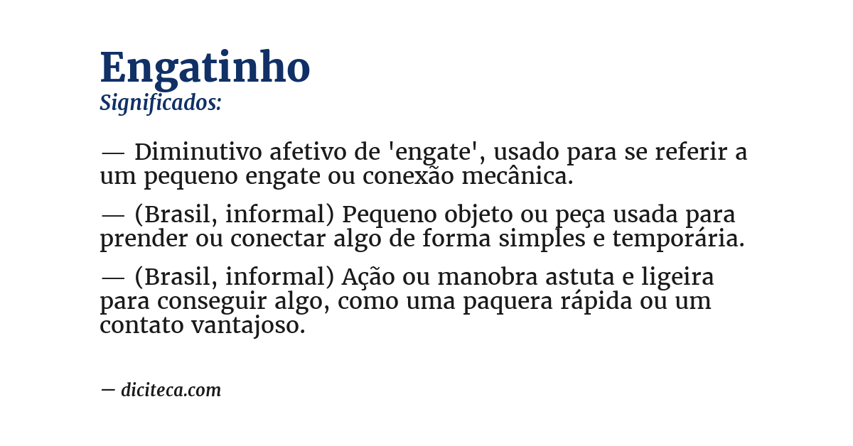 Significado de engatinho