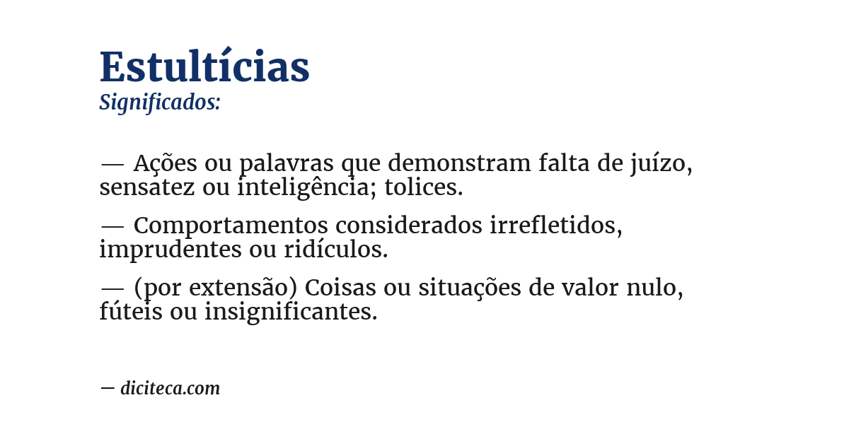 Significado de estultícias