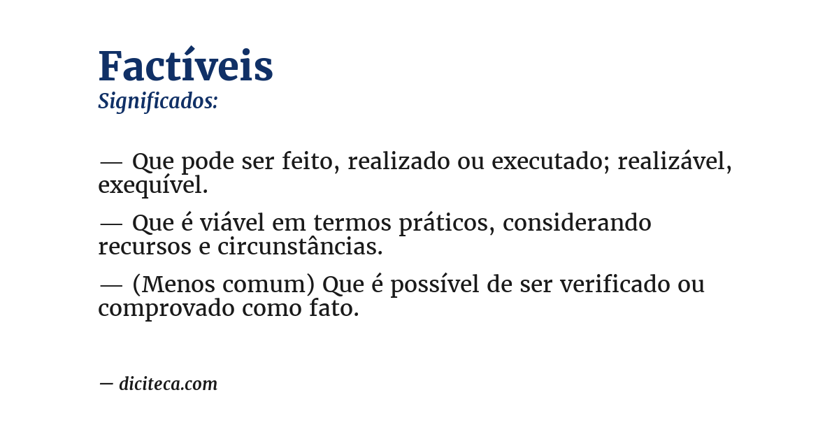Significado de factíveis