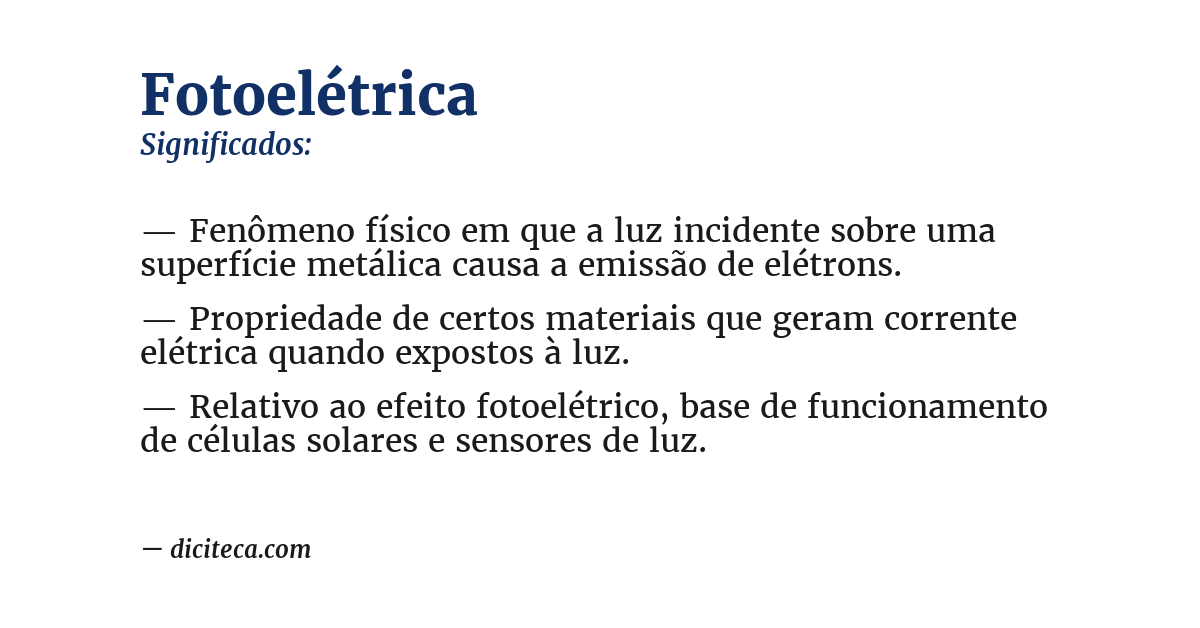 Significado de fotoelétrica