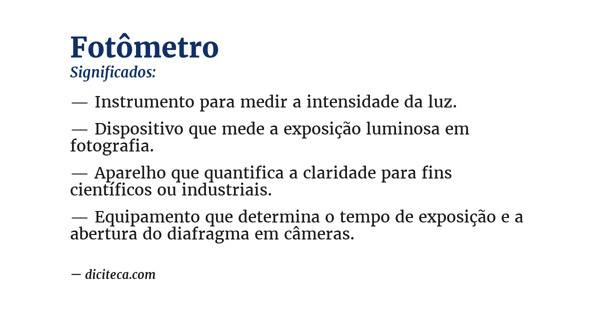 Significado de fotômetro