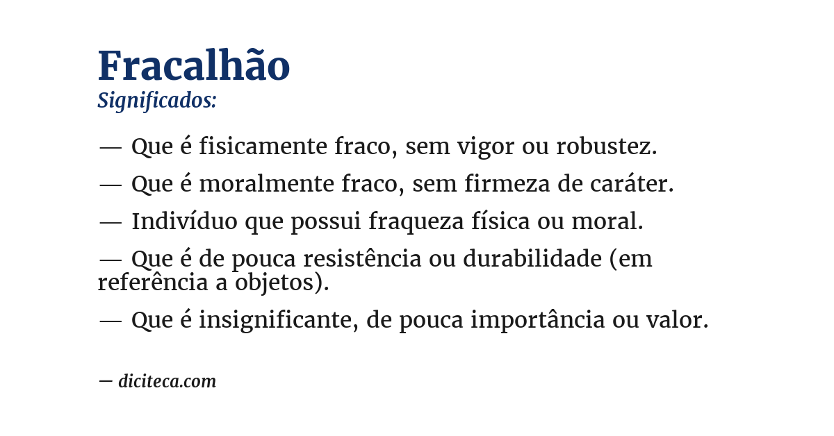 Significado de fracalhão