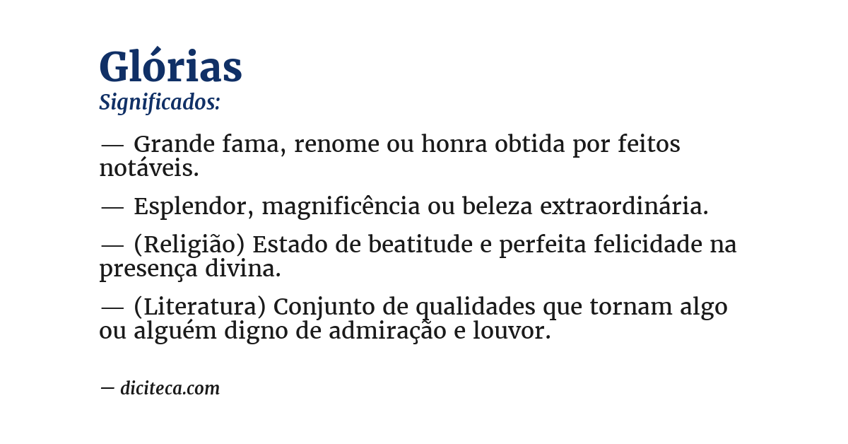 Significado de glórias