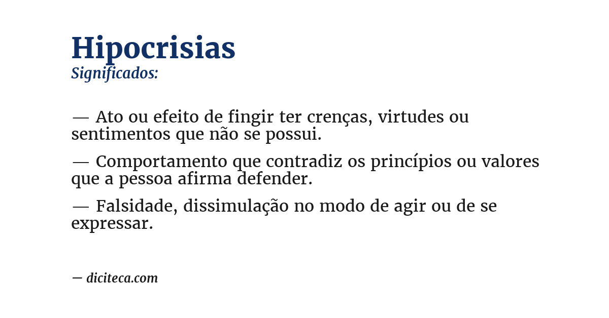 Significado de hipocrisias