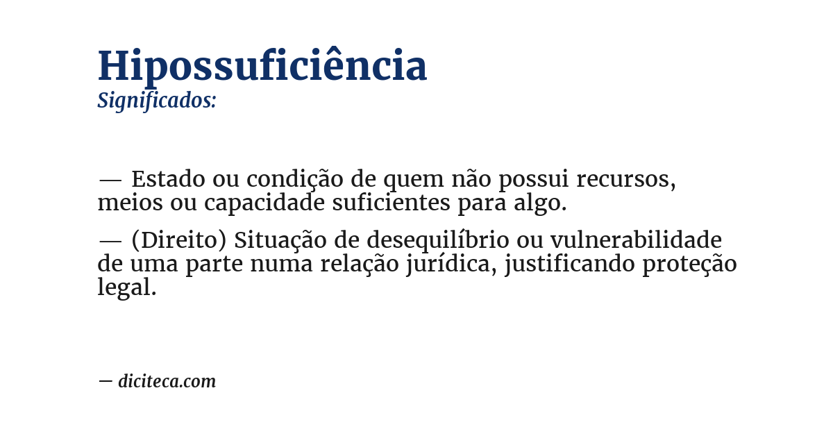 Significado de hipossuficiência